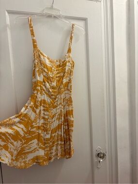 Reformation Yellow and White Printed Mini Sundress